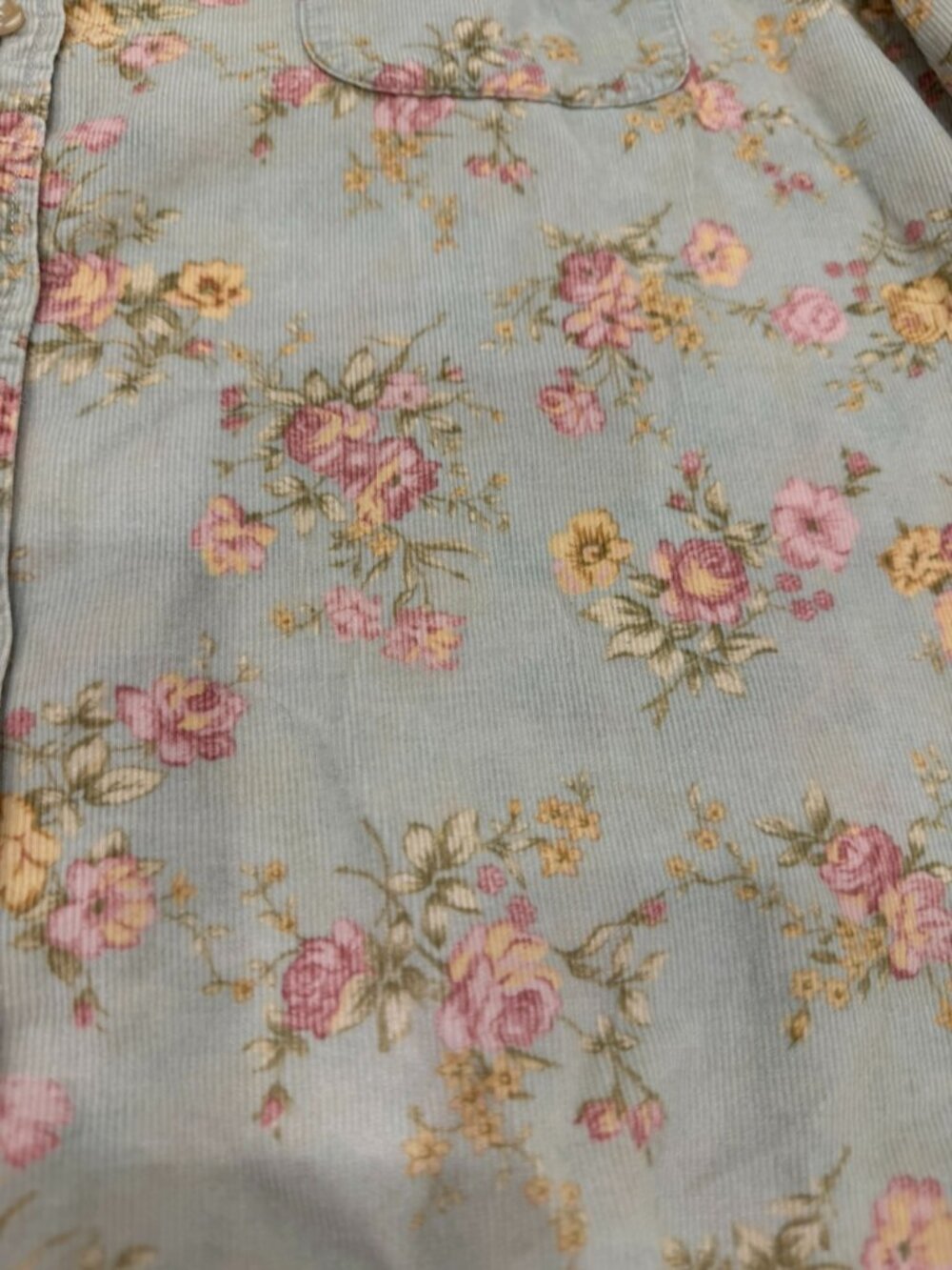 L.L. Bean Women's L Floral Corduroy Shirt Y2K 90s Cottagecore Prairie Roses - Picture 2 of 9
